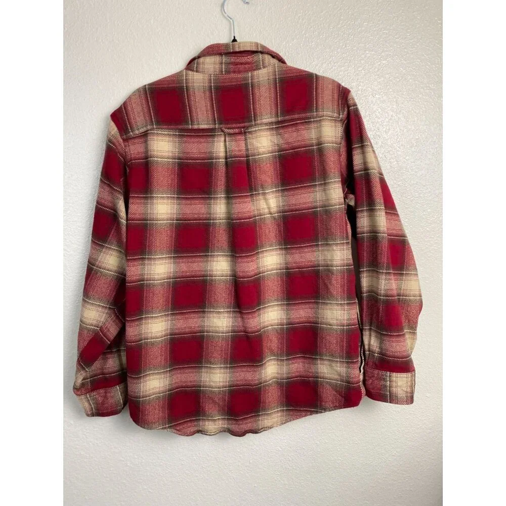 Orvis‎ Heavyweight Flannel Shirt Jacket Red Plaid Shacket Men size Large Pockets - Picture 2 of 12